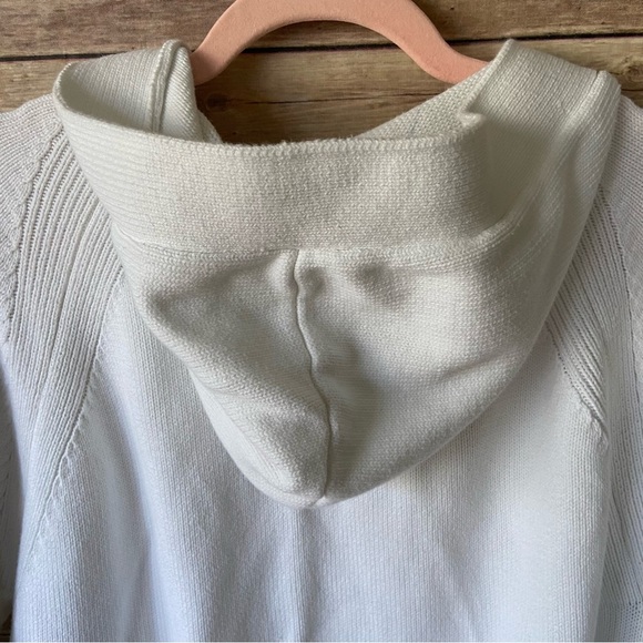Martha Stewart Hooded White Sweater V Neck Large Pull Over Beachy Chunky - Picture 5 of 9